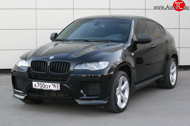 4 749 р. Накладки Global-Tuning на передний бампер автомобиля  BMW X6  E71 (2008-2014) дорестайлинг, рестайлинг (Неокрашенная)  с доставкой в г. Краснодар