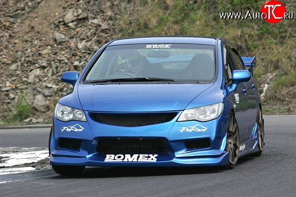 9 499 р. Передний бампер Bomex Style Honda Civic FD седан дорестайлинг (2005-2008) (Неокрашенный)  с доставкой в г. Краснодар