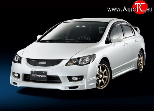 6 499 р. Накладка переднего бампера Mugen Style  Honda Civic  FD (2009-2011) седан рестайлинг (Неокрашенная)  с доставкой в г. Краснодар