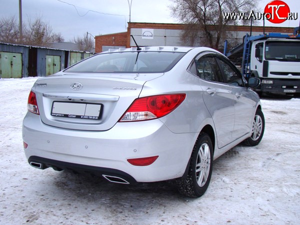 3 289 р. Диффузор заднего бампера Sport var №1  Hyundai Solaris  RBr (2010-2014) седан дорестайлинг (Неокрашенный (глянец под окраску))  с доставкой в г. Краснодар