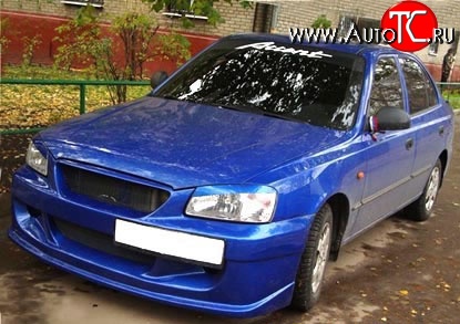 7 499 р. Передний бампер ATH New Hyundai Accent седан ТагАЗ (2001-2012) (Неокрашенный)  с доставкой в г. Краснодар