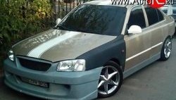 5 949 р. Пороги накладки ATH New Hyundai Accent седан ТагАЗ (2001-2012) (Неокрашенные)  с доставкой в г. Краснодар. Увеличить фотографию 2