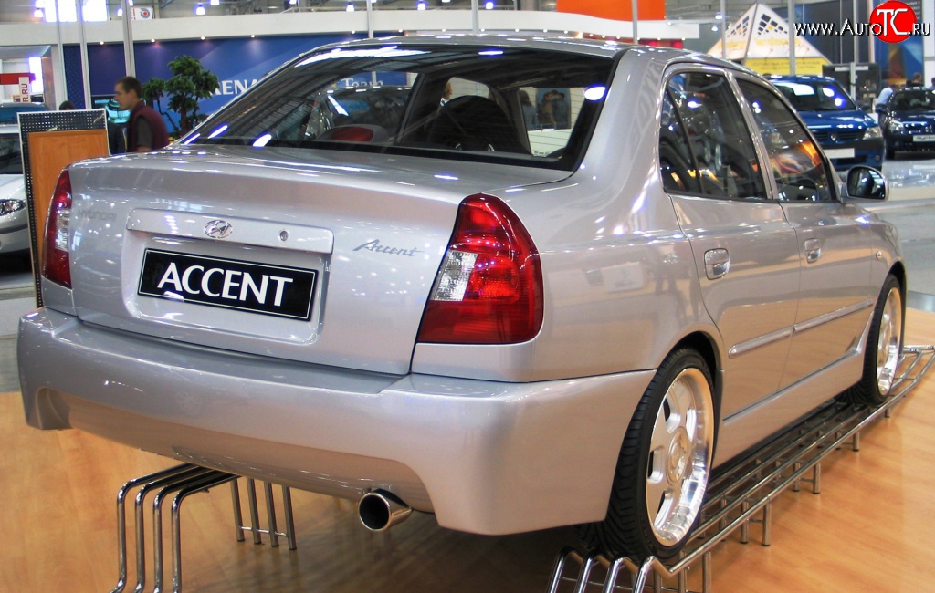 4 699 р. Задний бампер ATH-classic Hyundai Accent седан ТагАЗ (2001-2012) (Неокрашенный)  с доставкой в г. Краснодар