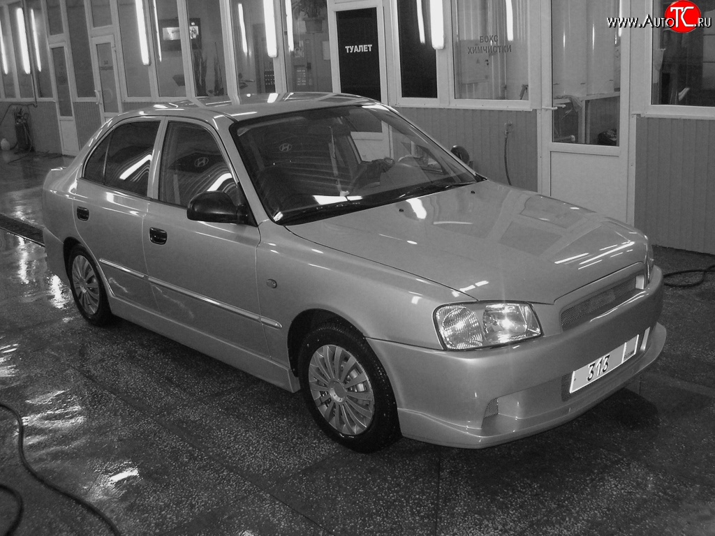 5 699 р. Передний бампер Classic Style Hyundai Accent седан ТагАЗ (2001-2012) (Неокрашенный)  с доставкой в г. Краснодар