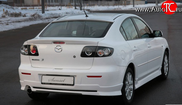 6 949 р. Накладка заднего бампера Sunset Mazda 3/Axela BK дорестайлинг седан (2003-2006) (Неокрашенная)  с доставкой в г. Краснодар