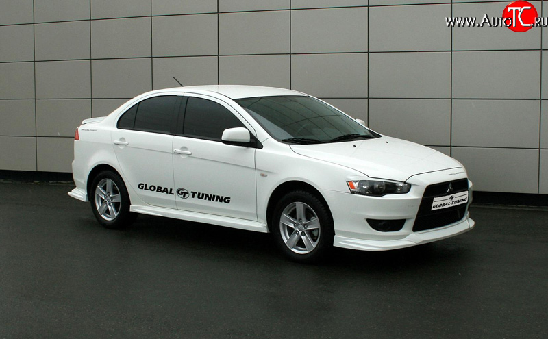 4 749 р. Пороги накладки Global-Tuning  Mitsubishi Lancer  CY (2007-2017) седан дорестайлинг, хэтчбэк дорестайлинг, седан рестайлинг, хэтчбек 5 дв рестайлинг (Неокрашенные)  с доставкой в г. Краснодар