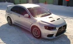 31 799 р. Пластиковый капот Evo  Mitsubishi Lancer  10 (2007-2017) седан дорестайлинг, хэтчбэк дорестайлинг, седан рестайлинг, хэтчбек 5 дв рестайлинг (Неокрашенный)  с доставкой в г. Краснодар. Увеличить фотографию 3