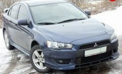 899 р. Вставка переднего бампера (зубатка) Evo  Mitsubishi Lancer  10 (2007-2017) седан дорестайлинг, хэтчбэк дорестайлинг, седан рестайлинг, хэтчбек 5 дв рестайлинг (Неокрашенная)  с доставкой в г. Краснодар. Увеличить фотографию 3