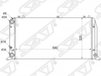 Радиатор двигателя SAT (1.6 / 1.8 / 2.0) Audi 80 B3 седан (1986-1991)