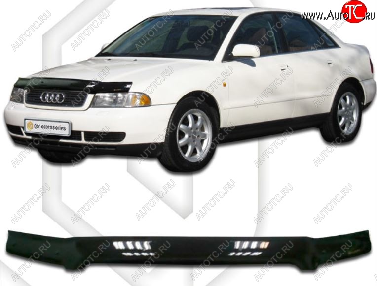 1 899 р. Дефлектор капота CA-Plastiс  Audi A4 ( B5 8D2 седан,  B5 8D5 универсал) (1996-2001) 1-ый рестайлинг, 1-ый рестайлинг, 2-ой рестайлинг, 2-ой рестайлинг (Classic черный, Без надписи)  с доставкой в г. Краснодар