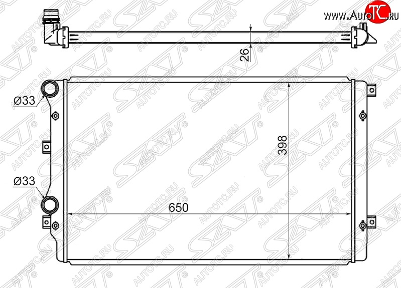 4 549 р. Радиатор двигателя SAT (трубчатый)  Audi A3 (8PA хэтчбэк 5 дв.,  8P1 хэтчбэк 3 дв.), TT (8J), Seat Altea (5P), Leon (1P хэтчбэк 5 дв.), Toledo (универсал,  5P), Skoda Octavia (A5), Superb (B6 (3T),  B6 (3T5),  (B6) 3T), Yeti, Volkswagen Beetle (A5 (5С1) хэтчбэк 3 дв.), Caddy (2K), Eos, Golf (5,  6), Jetta (A5,  A6), Passat (B6), Passat CC (дорестайлинг,  рестайлинг), Scirocco (дорестайлинг), Tiguan (NF), Touran (1T)  с доставкой в г. Краснодар