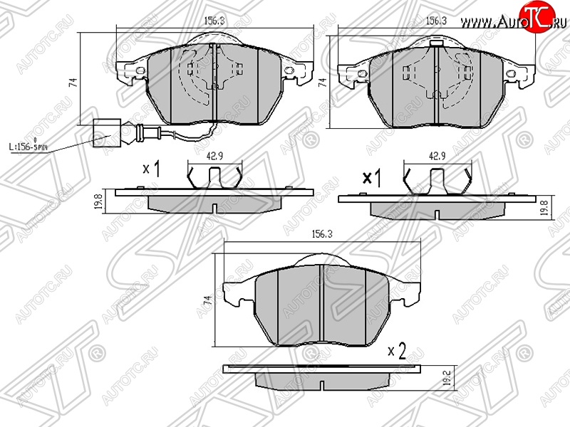 1 569 р. Передние тормозные колодки SAT  Audi A3 ( 8LA хэтчбэк 5 дв.,  8L1 хэтчбэк 3 дв.) - TT  8N  с доставкой в г. Краснодар