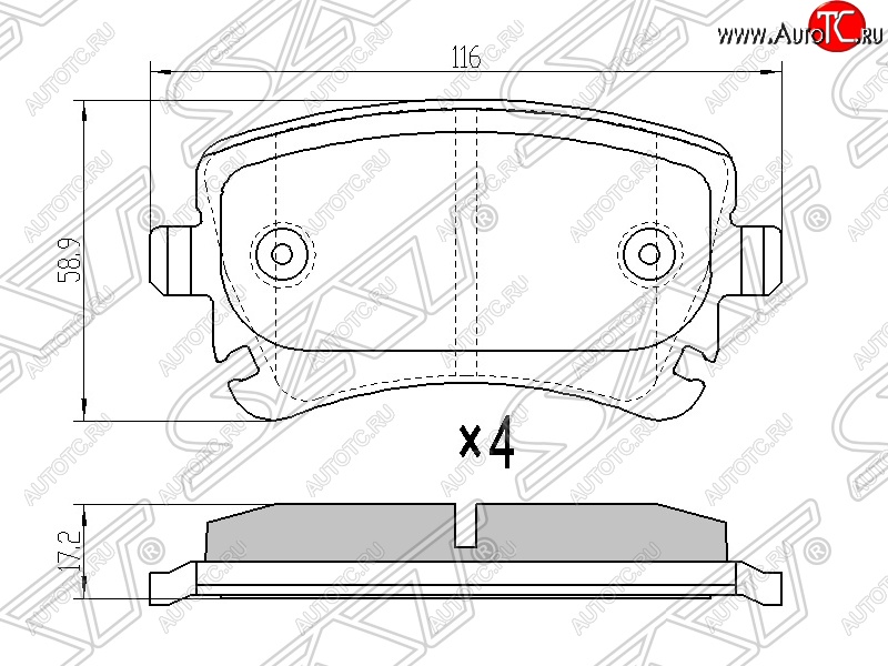 1 359 р. Колодки тормозные SAT (задние)  Audi A4 (B6), A6 (C6), A8 (D3,  D4), Volkswagen Caravelle (T5), Transporter (T5)  с доставкой в г. Краснодар