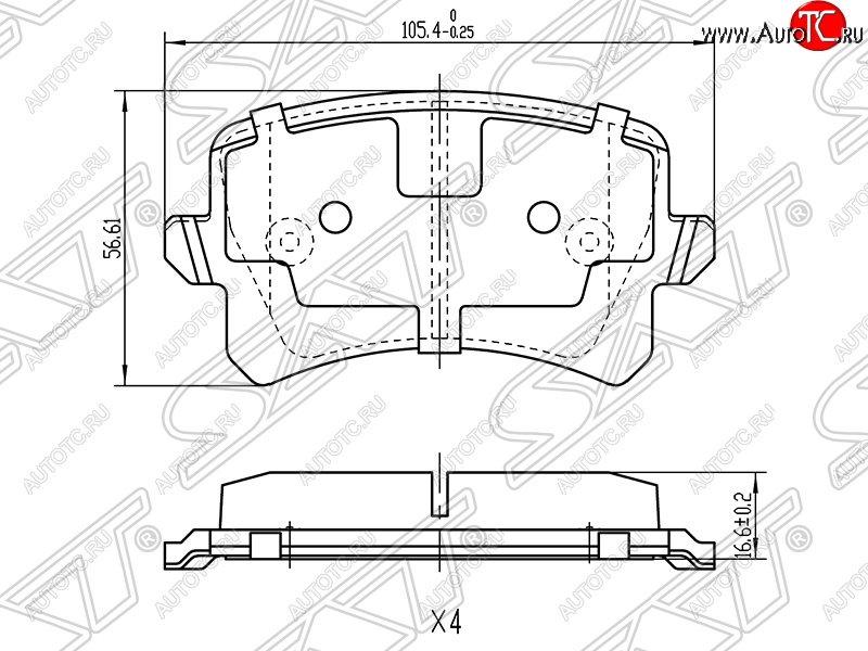 1 389 р. Колодки тормозные SAT (задние)  Audi A6  C6 (2004-2008), Volkswagen Passat ( B6,  B7) (2005-2015), Volkswagen Passat CC  дорестайлинг (2008-2012), Volkswagen Tiguan  NF (2006-2017)  с доставкой в г. Краснодар