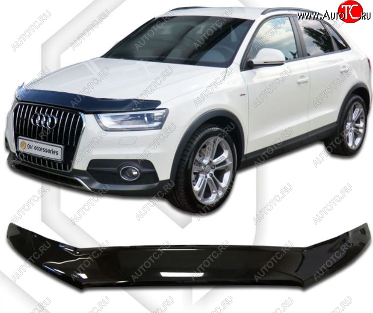 2 299 р. Дефлектор капота CA-Plastic  Audi Q3  8U (2011-2018) дорестайлинг, рестайлинг (Classic черный, Без надписи)  с доставкой в г. Краснодар