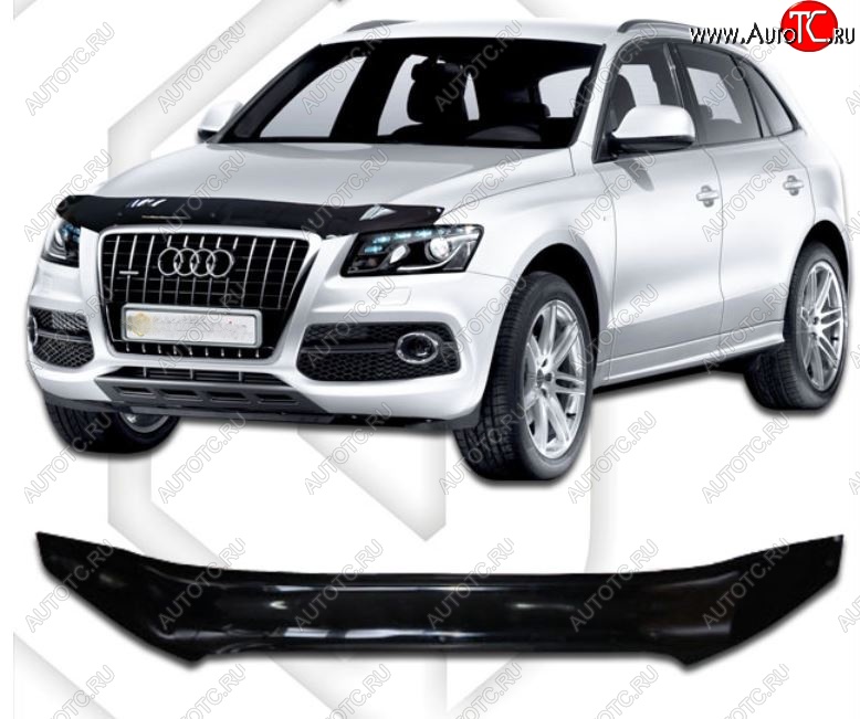 2 159 р. Дефлектор капота CA-Plastic  Audi Q5  8R (2008-2012) дорестайлинг (Classic черный, Без надписи)  с доставкой в г. Краснодар