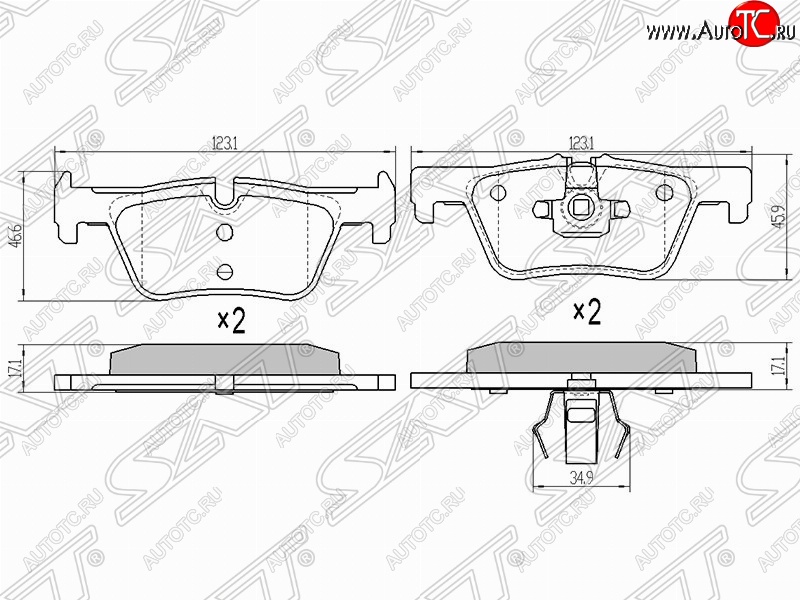 1 089 р. Колодки тормозные SAT (задние, Китай)  BMW 1 серия (F21,  F20), 2 серия (F22), 3 серия (F34,  F30,  F31), X3 (F25)  с доставкой в г. Краснодар