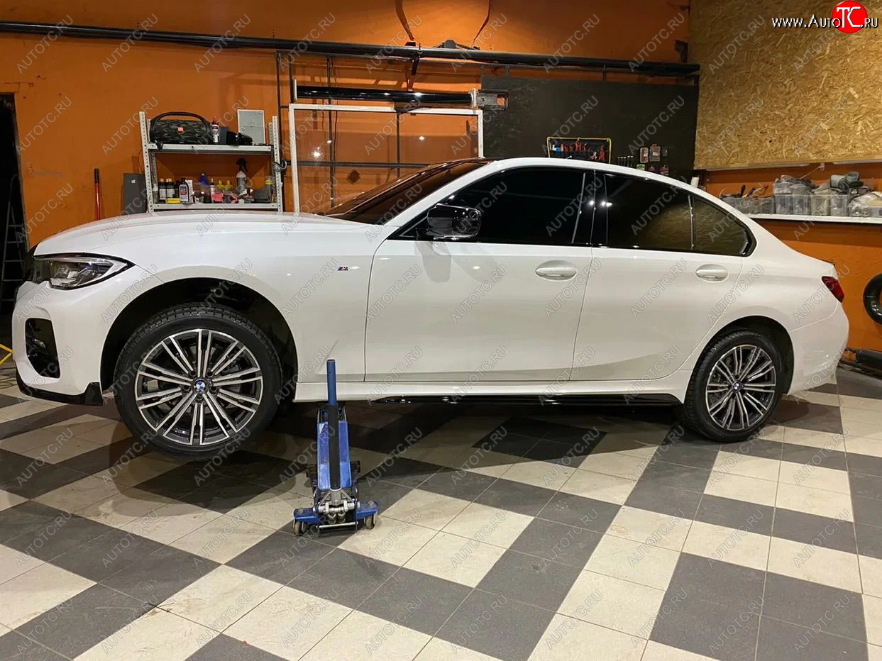 11 499 р. Пластиковые накладки M порогов  BMW 3 серия  G20 (2018-2022) седан (цвет: черный глянец)  с доставкой в г. Краснодар