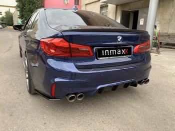 5 999 р. Накладки M-Perfomance под задний бампер (мини-лезвия) Inmax  BMW 5 серия  G30 (2016-2020) дорестайлинг, седан (цвет: черный глянец)  с доставкой в г. Краснодар. Увеличить фотографию 4