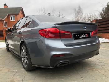 5 999 р. Накладки M-Perfomance под задний бампер (мини-лезвия) Inmax  BMW 5 серия  G30 (2016-2020) дорестайлинг, седан (цвет: черный глянец)  с доставкой в г. Краснодар. Увеличить фотографию 6