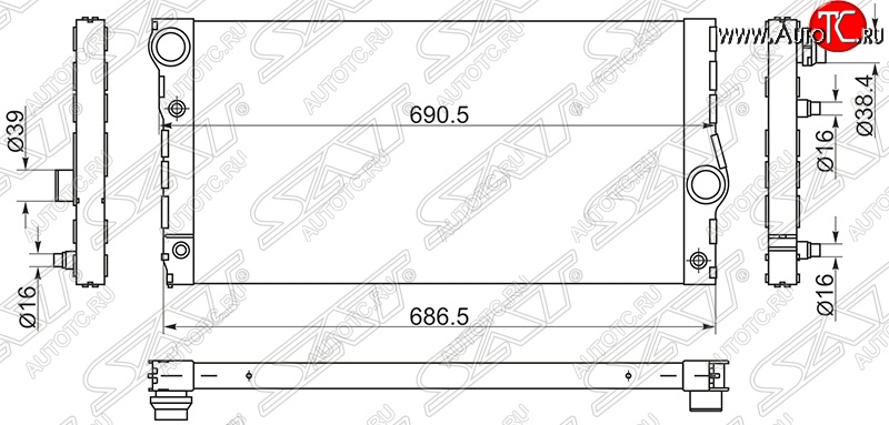 12 999 р. Радиатор двигателя SAT (пластинчатый)  BMW 5 серия ( F11,  F10) - 7 серия  F01-F04  с доставкой в г. Краснодар