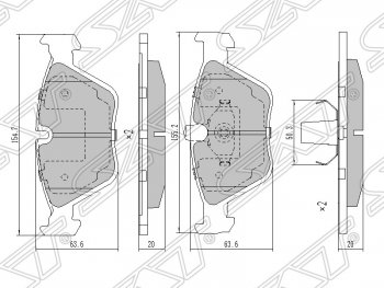 1 079 р. Колодки тормозные SAT (передние) BMW X3 E83 (2003-2009)  с доставкой в г. Краснодар. Увеличить фотографию 1