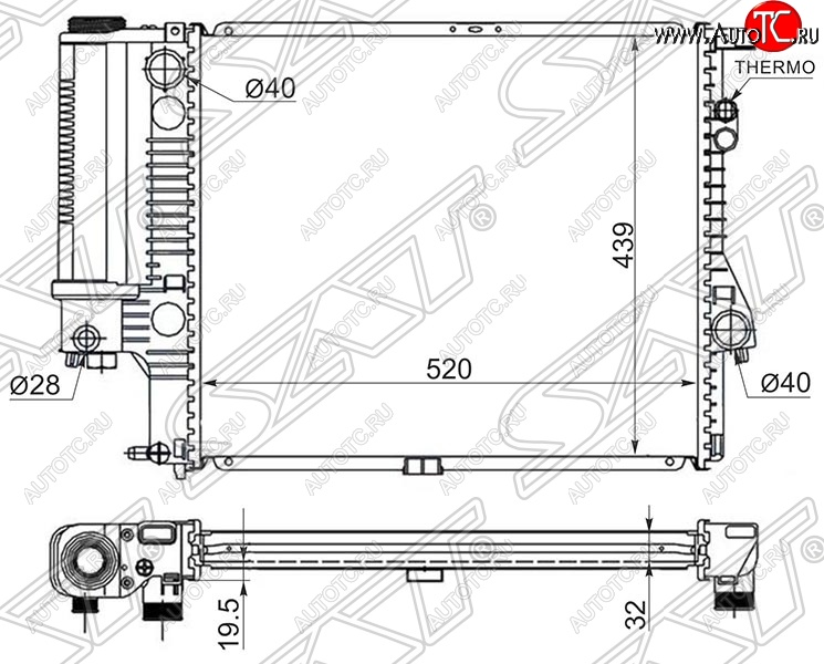 10 449 р. Радиатор двигателя SAT (пластинчатый, 2.0 / 2.3 / 2.8)  BMW 5 серия  E39 (1995-2003) седан дорестайлинг, седан рестайлинг  с доставкой в г. Краснодар