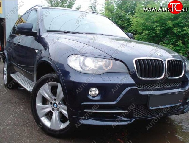 1 499 р. Реснички на фары CT BMW X5 E70 дорестайлинг (2006-2010) (Неокрашенные)  с доставкой в г. Краснодар