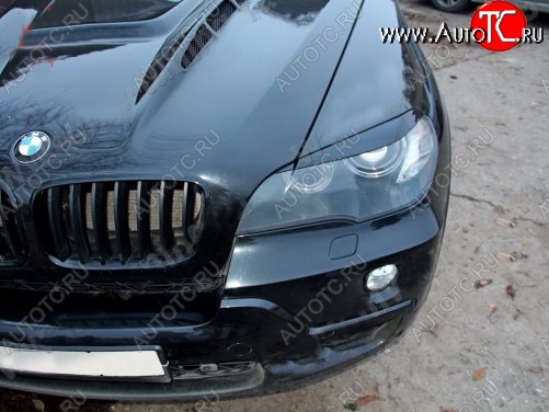 1 299 р. Реснички на фары Tuning-Sport  BMW X5  E70 (2006-2013) дорестайлинг, рестайлинг (Неокрашенные)  с доставкой в г. Краснодар