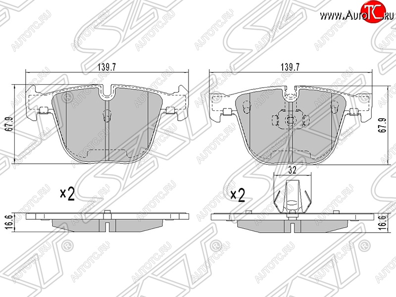 1 279 р. Колодки тормозные SAT (задние)  BMW X5  E70 (2006-2013) дорестайлинг, рестайлинг  с доставкой в г. Краснодар