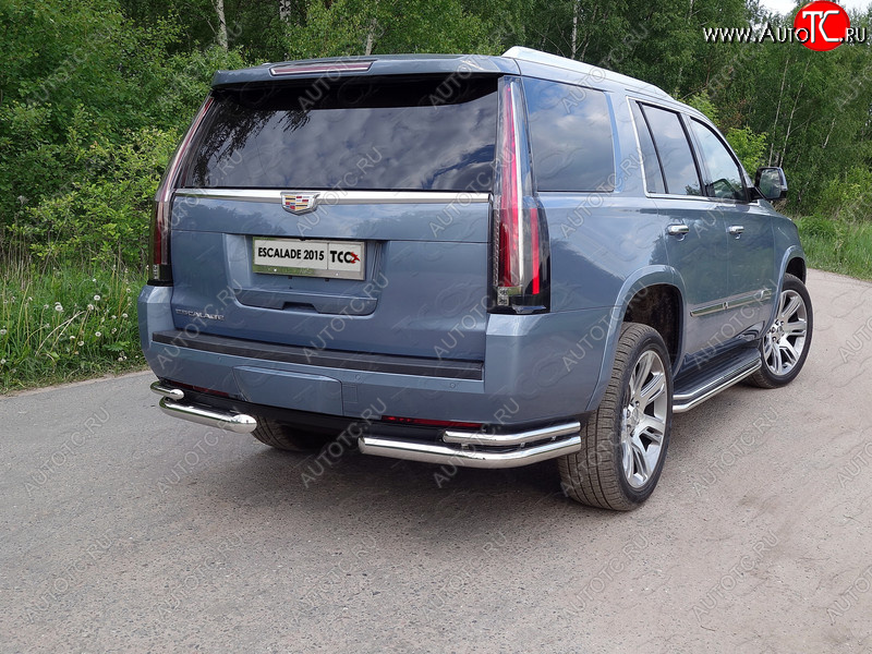 26 699 р. Защита заднего бампера (уголки двойные) ТСС 76,1/42,4 мм Cadillac Escalade GMTK2 джип 5 дв. короткая база (2015-2020)  с доставкой в г. Краснодар