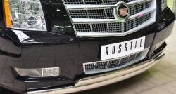 25 999 р. Защита переднего бампера (2 трубыØ75х42 мм, нержавейка) Russtal Cadillac Escalade GMT926 джип 5 дв. короткая база (2006-2014)  с доставкой в г. Краснодар. Увеличить фотографию 2