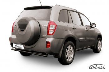 Защита заднего бампера Arbori (черная, 1 труба d57 mm). Chery Tiggo T11 рестайлинг (2013-2016)