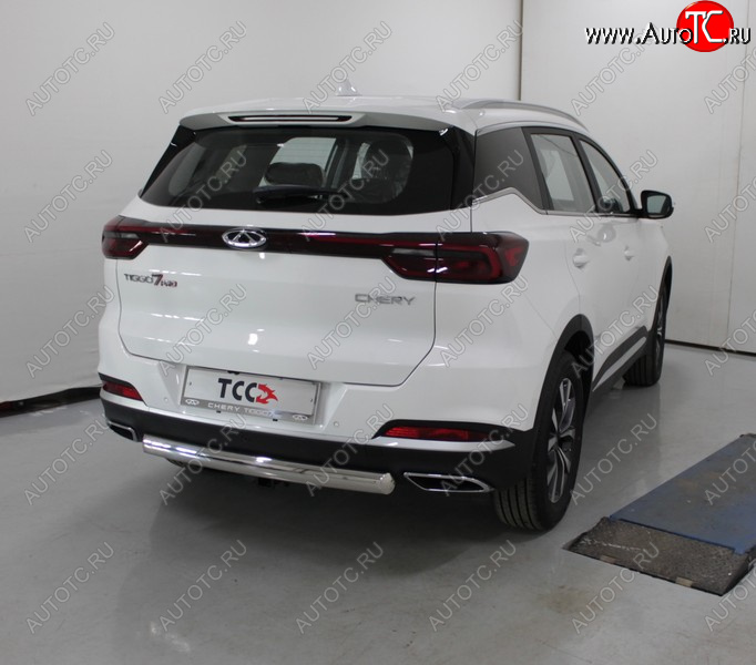 21 749 р. Защита заднего бампера (овальная, 2WD) ТСС 75х42 мм  Chery Tiggo 7 PRO (2019-2024)  с доставкой в г. Краснодар