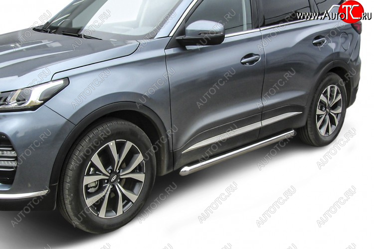 15 599 р. Защита порогов Slitkoff (Ø 76 мм, труба)  Chery Tiggo 7 PRO (2019-2024) (Нержавеющая сталь)  с доставкой в г. Краснодар