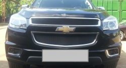 1 469 р. Сетка в решетку радиатора (верхняя) Russtal Chevrolet Trailblazer GM800 дорестайлинг (2012-2016) (черная)  с доставкой в г. Краснодар. Увеличить фотографию 2