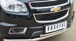 26 599 р. Защита переднего бампера (2 трубыØ63 и 42 мм, нержавейка) SLITKOFF  Chevrolet Trailblazer  GM800 (2012-2016) дорестайлинг  с доставкой в г. Краснодар. Увеличить фотографию 2