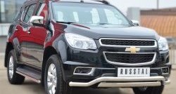 21 899 р. Защита переднего бампера (2 трубыØ76х42 и 63 мм, нержавейка) Russtal Chevrolet Trailblazer GM800 дорестайлинг (2012-2016)  с доставкой в г. Краснодар. Увеличить фотографию 3