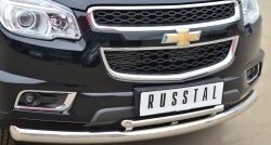 26 999 р. Защита переднего бампера (2 трубыØ76 и 42 мм, нержавейка) SLITKOFF Chevrolet Trailblazer GM800 дорестайлинг (2012-2016)  с доставкой в г. Краснодар. Увеличить фотографию 2