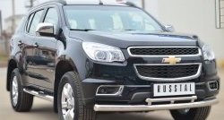 26 999 р. Защита переднего бампера (2 трубыØ76 и 42 мм, нержавейка) SLITKOFF Chevrolet Trailblazer GM800 дорестайлинг (2012-2016)  с доставкой в г. Краснодар. Увеличить фотографию 4