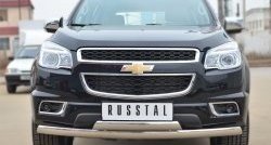 27 999 р. Защита переднего бампера (2 трубыØ75х42 мм, нержавейка) Russtal Chevrolet Trailblazer GM800 дорестайлинг (2012-2016)  с доставкой в г. Краснодар. Увеличить фотографию 1