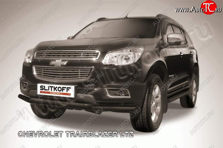 9 449 р. Защита переднего бампера из труб d57 Slitkoff Chevrolet Trailblazer GM800 дорестайлинг (2012-2016) (Цвет: серебристый)  с доставкой в г. Краснодар