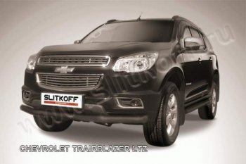 10 649 р. Защита переднего бампера d76 Slitkoff Chevrolet Trailblazer GM800 дорестайлинг (2012-2016) (Цвет: серебристый)  с доставкой в г. Краснодар. Увеличить фотографию 1