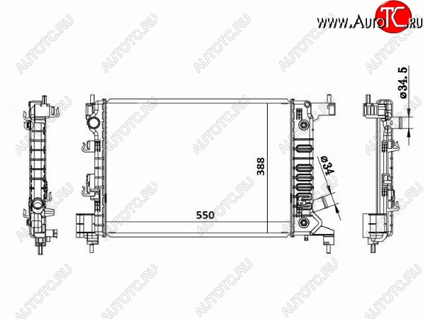 7 399 р. Радиатор двигателя SAT (пластинчатый, МКПП/АКПП) Chevrolet Aveo T300 седан (2011-2015)  с доставкой в г. Краснодар