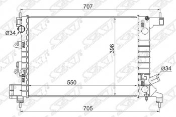 Радиатор двигателя SAT (трубчатый, 1.2/1.4, МКПП) Chevrolet (Шевролет) Aveo (Авео)  T300 (2011-2015),  Captiva (Каптива) (2011-2016), Ravon (Рэйвон) R4 (Р4) (2016-2020)