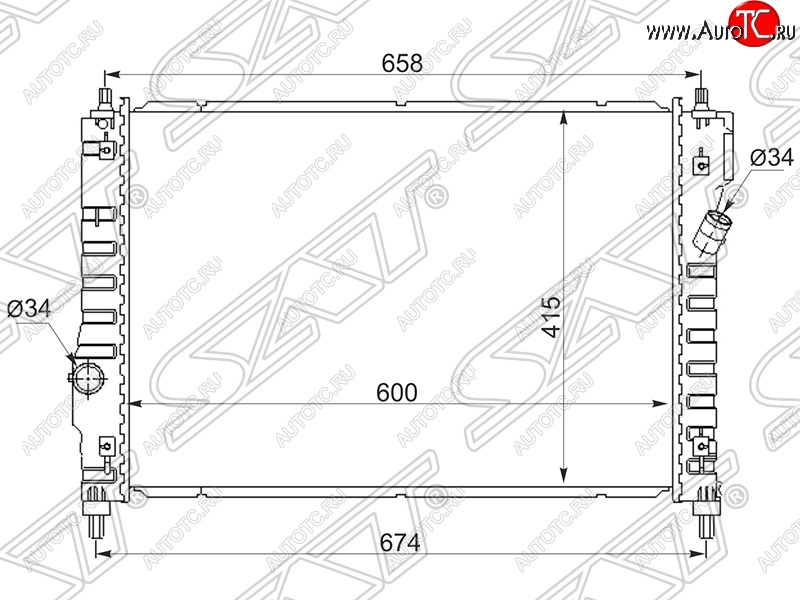 6 849 р. Радиатор двигателя SAT (пластинчатый)  Chevrolet Aveo ( T200,  T300) (2002-2015) хэтчбек 5 дв, хэтчбек  с доставкой в г. Краснодар