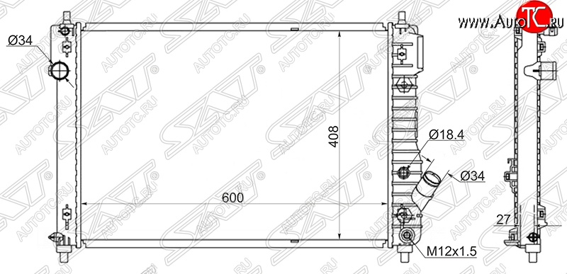 5 699 р. Радиатор двигателя SAT (трубчатый, МКПП) Chevrolet Aveo T300 хэтчбек (2011-2015)  с доставкой в г. Краснодар