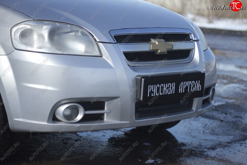 1 039 р. Защитная сетка решетки переднего бампера RA  Chevrolet Aveo  T250 (2006-2011) седан рестайлинг  с доставкой в г. Краснодар