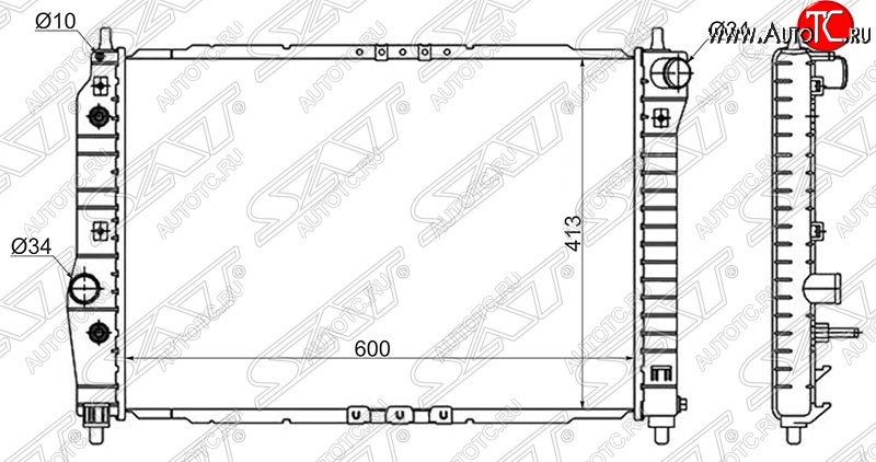 8 299 р. Радиатор двигателя SAT (пластинчатый, 1.4, МКПП/АКПП) Chevrolet Aveo T200 седан (2003-2008)  с доставкой в г. Краснодар