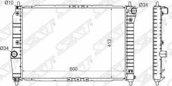 Радиатор двигателя SAT (трубчатый, 1.4, МКПП) Chevrolet (Шевролет) Aveo (Авео)  T200 (2002-2008), Daewoo (Даеву) Kalos (Калос) (2002-2008)